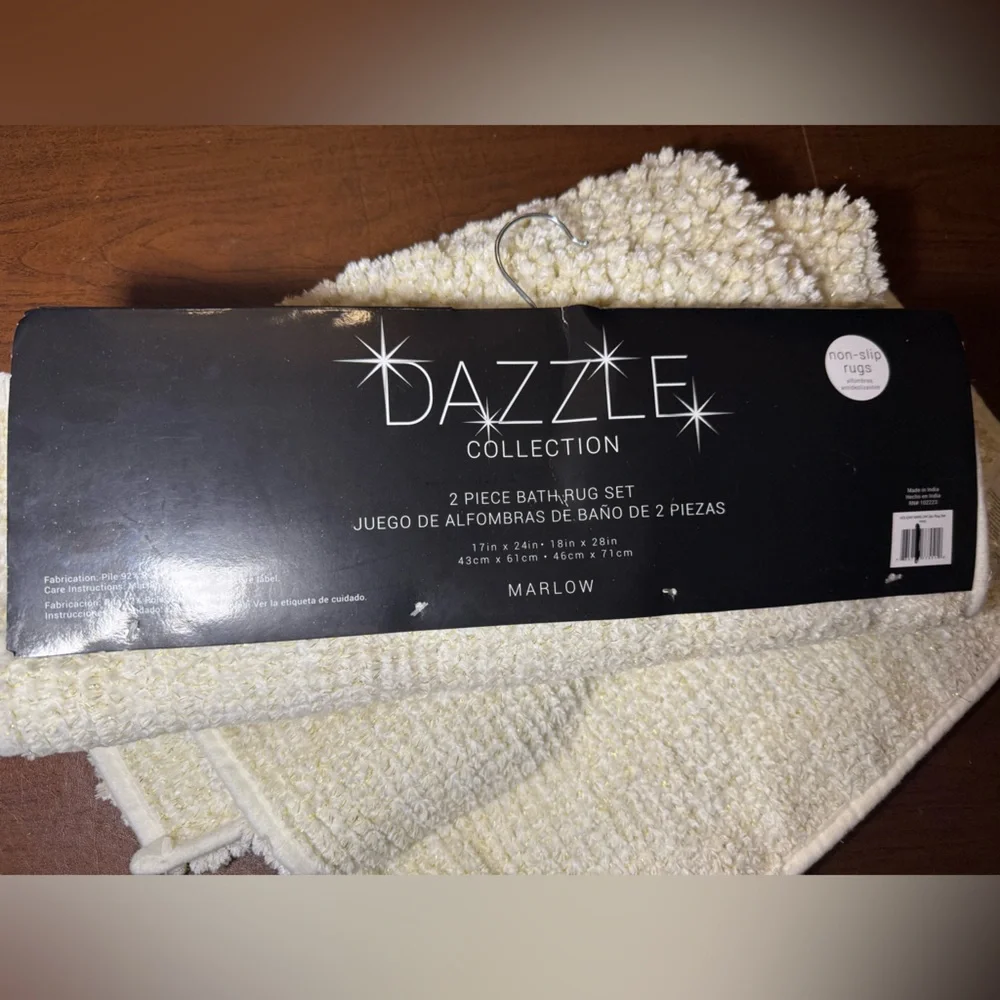 Dazzle Collection Cream Bath Rug Set